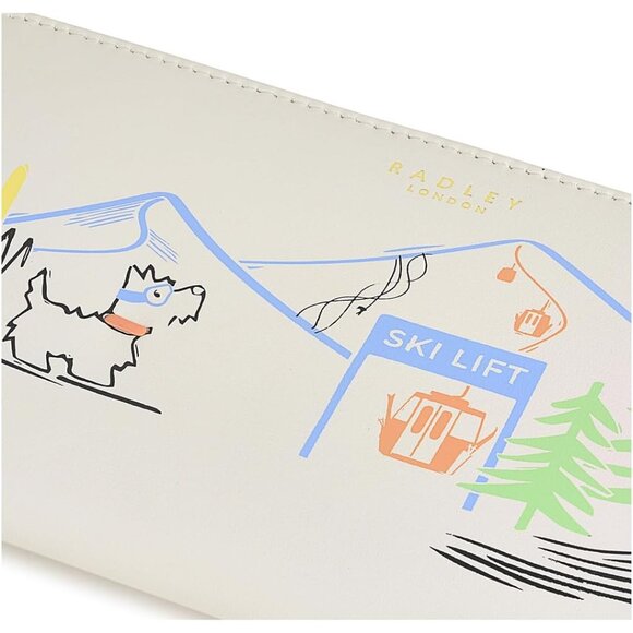 London Apres Women's Large Leather Zip Around Wallet Ivory Cartoon Dog - Picture 4 of 4